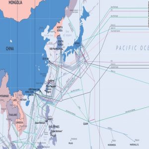 Parte de la distribución mundial de cable submarino