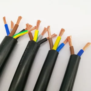 A three-phase cable, often referred to as a three-core cable
