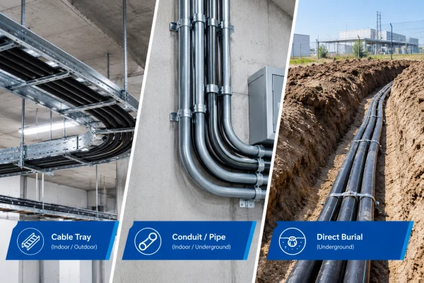 Different laying conditions for power cables